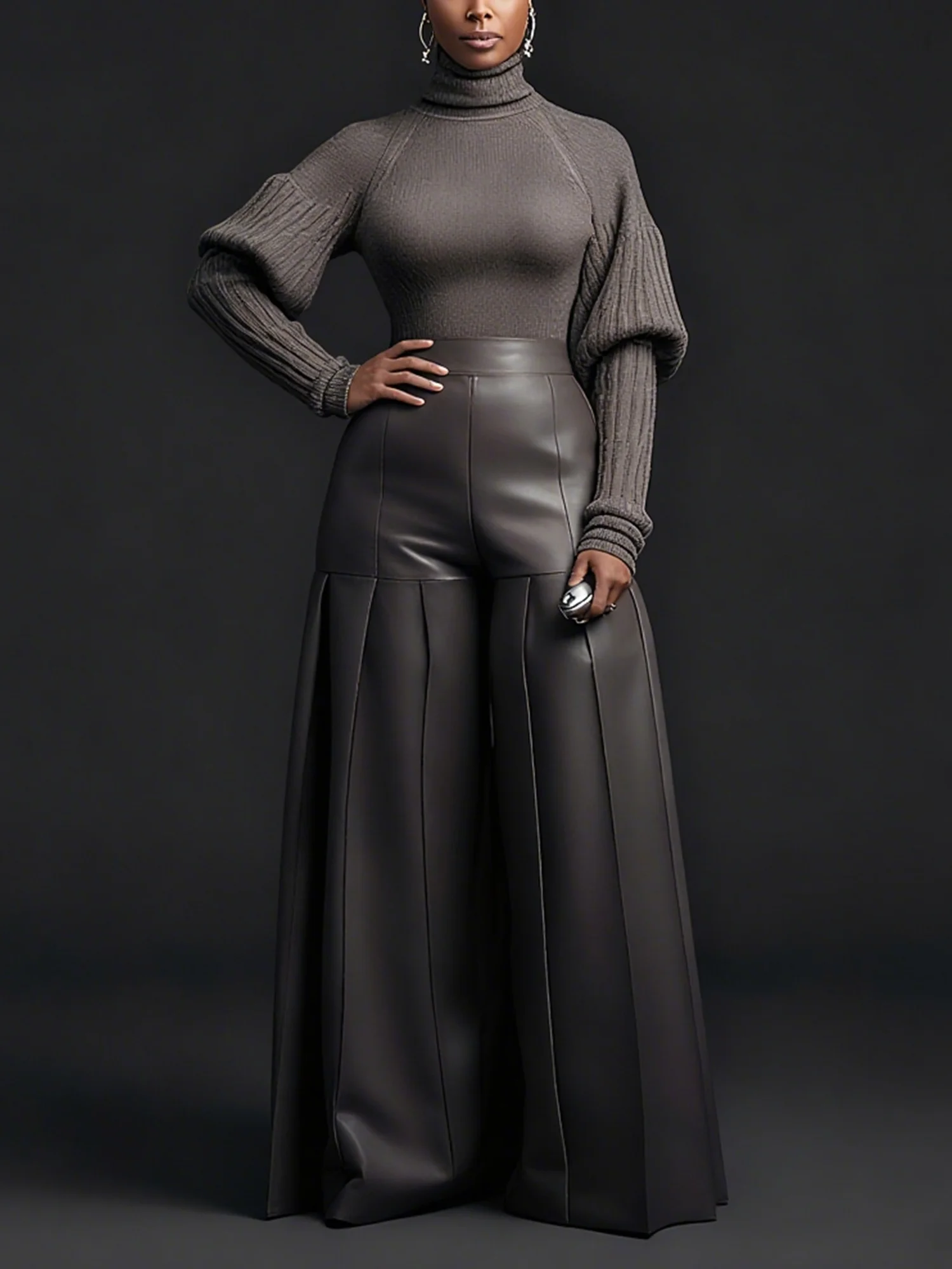 Urban Unifarben Weitem Bein Kunstleder Hose