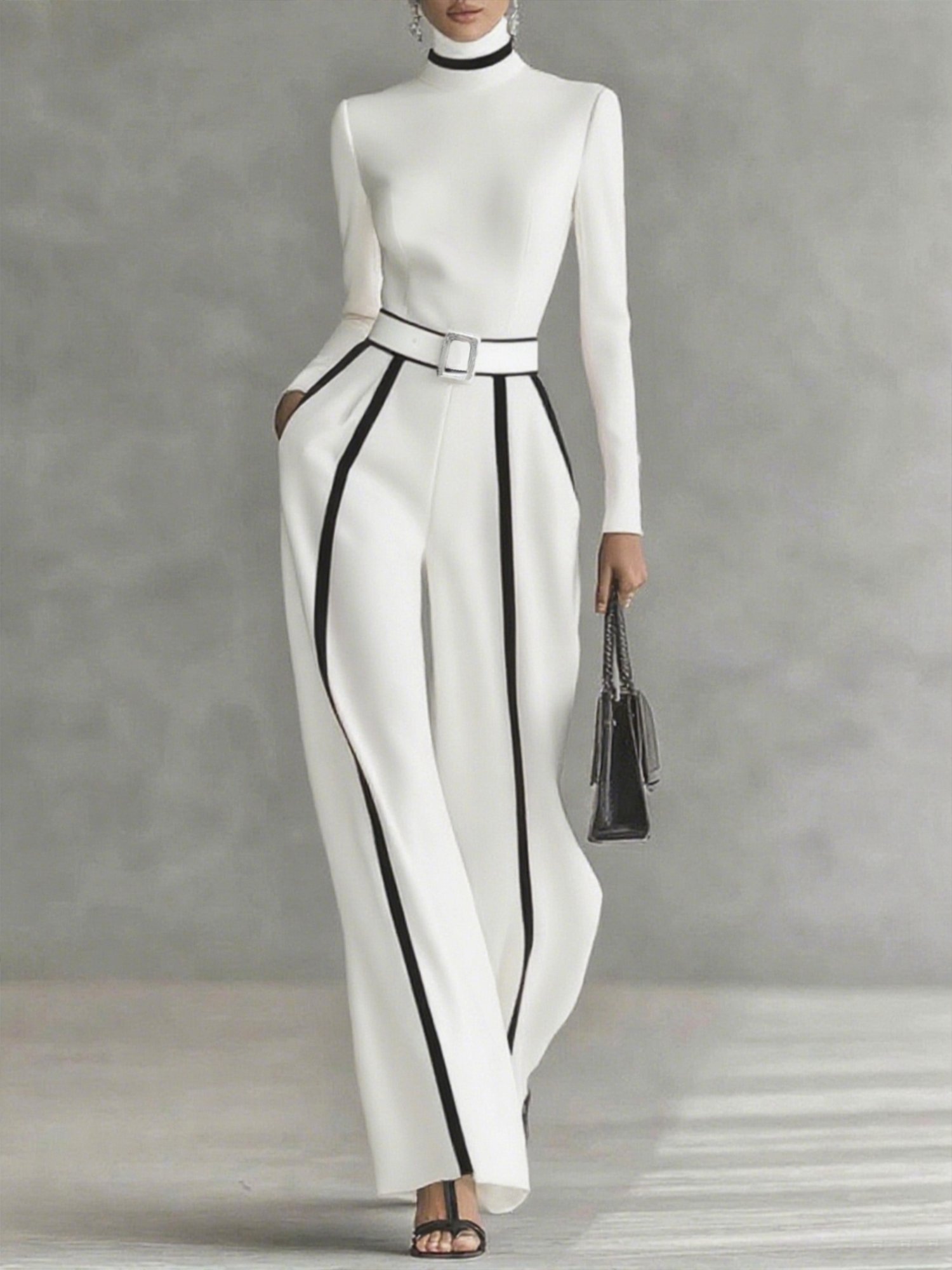 Urban Farbblock Rohrleitungen Gerade Hosen