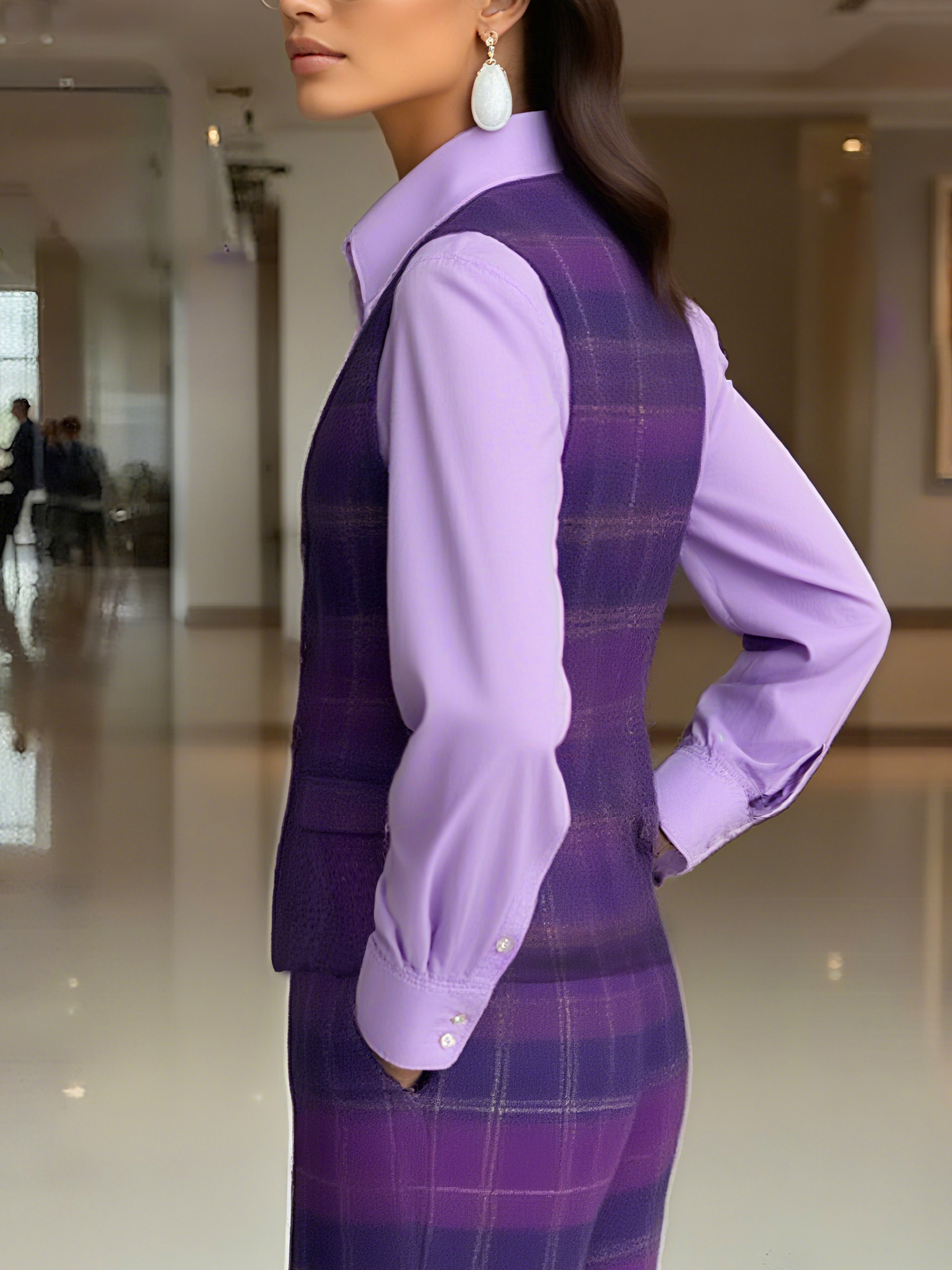 Urban Geknöpft Kariert Kreuzhals Tanktop