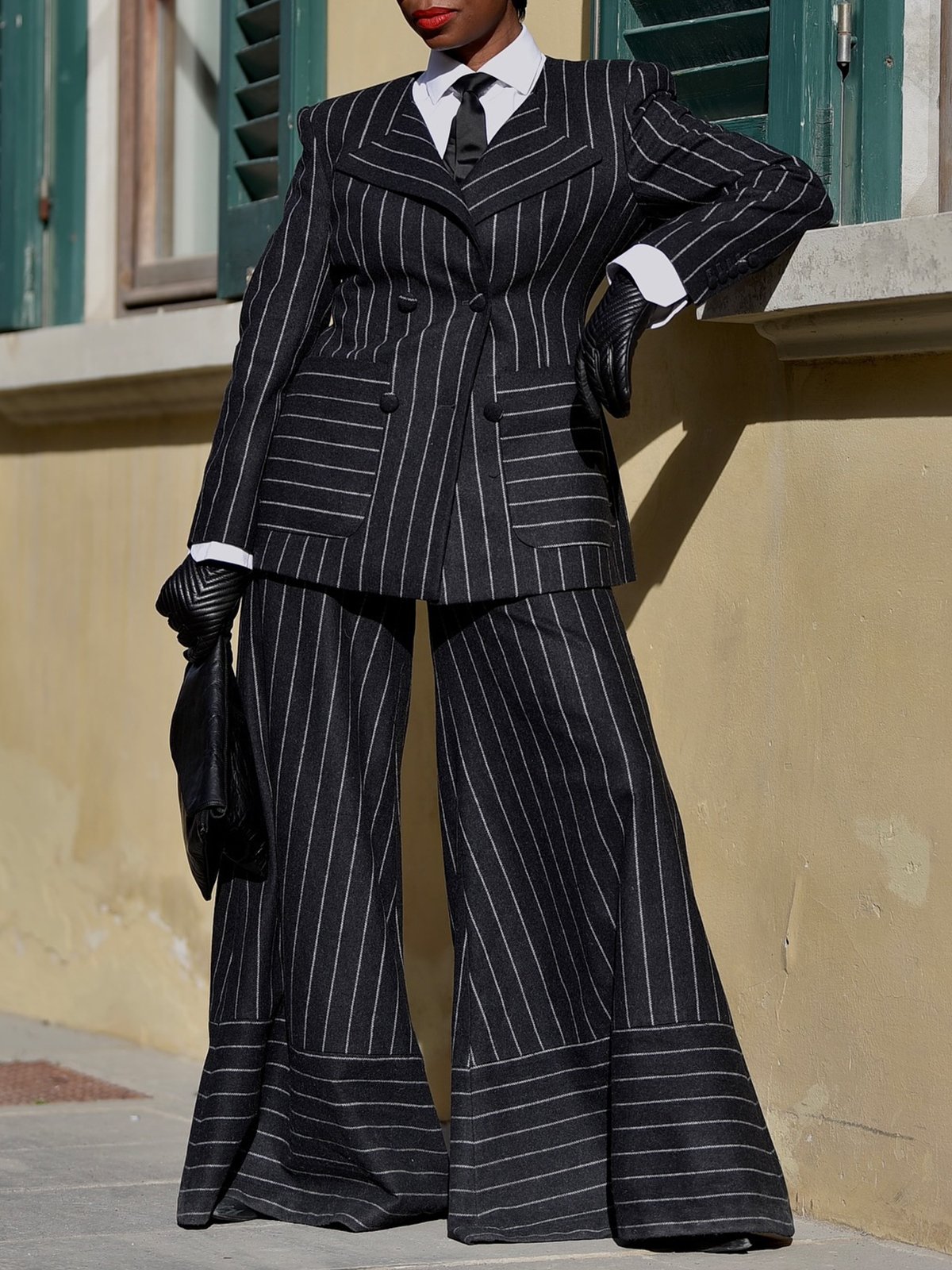 Urban  Geknöpft Gestreift Reverskragen Blazer