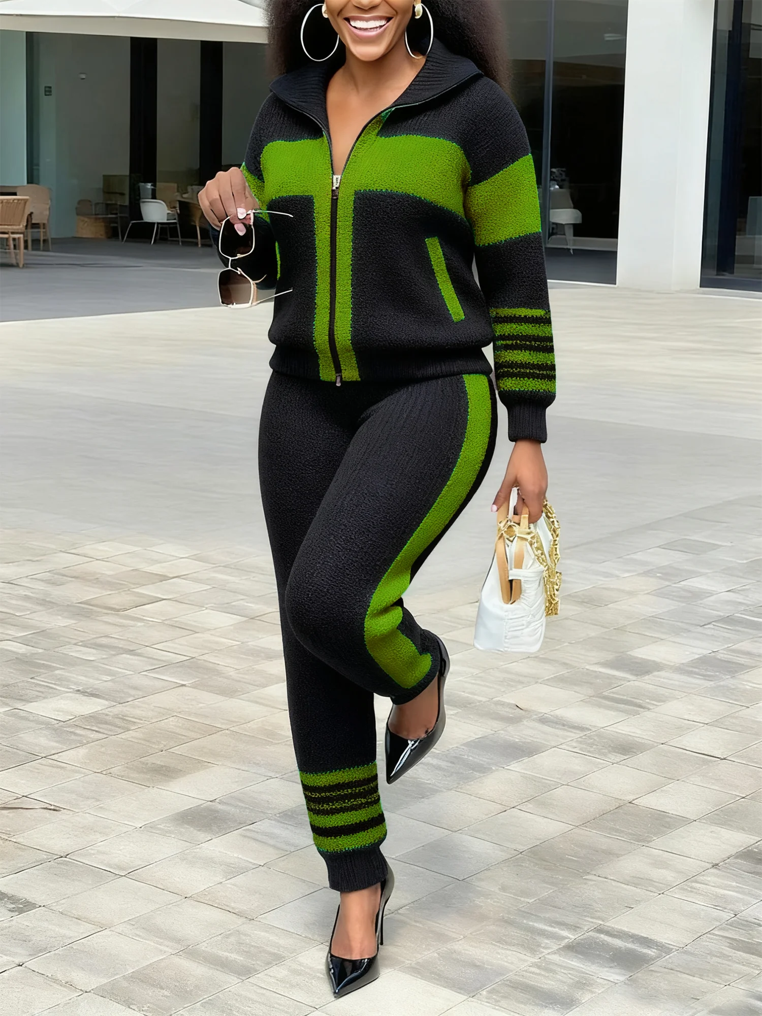 Lässig Farbblock Pullover Hose