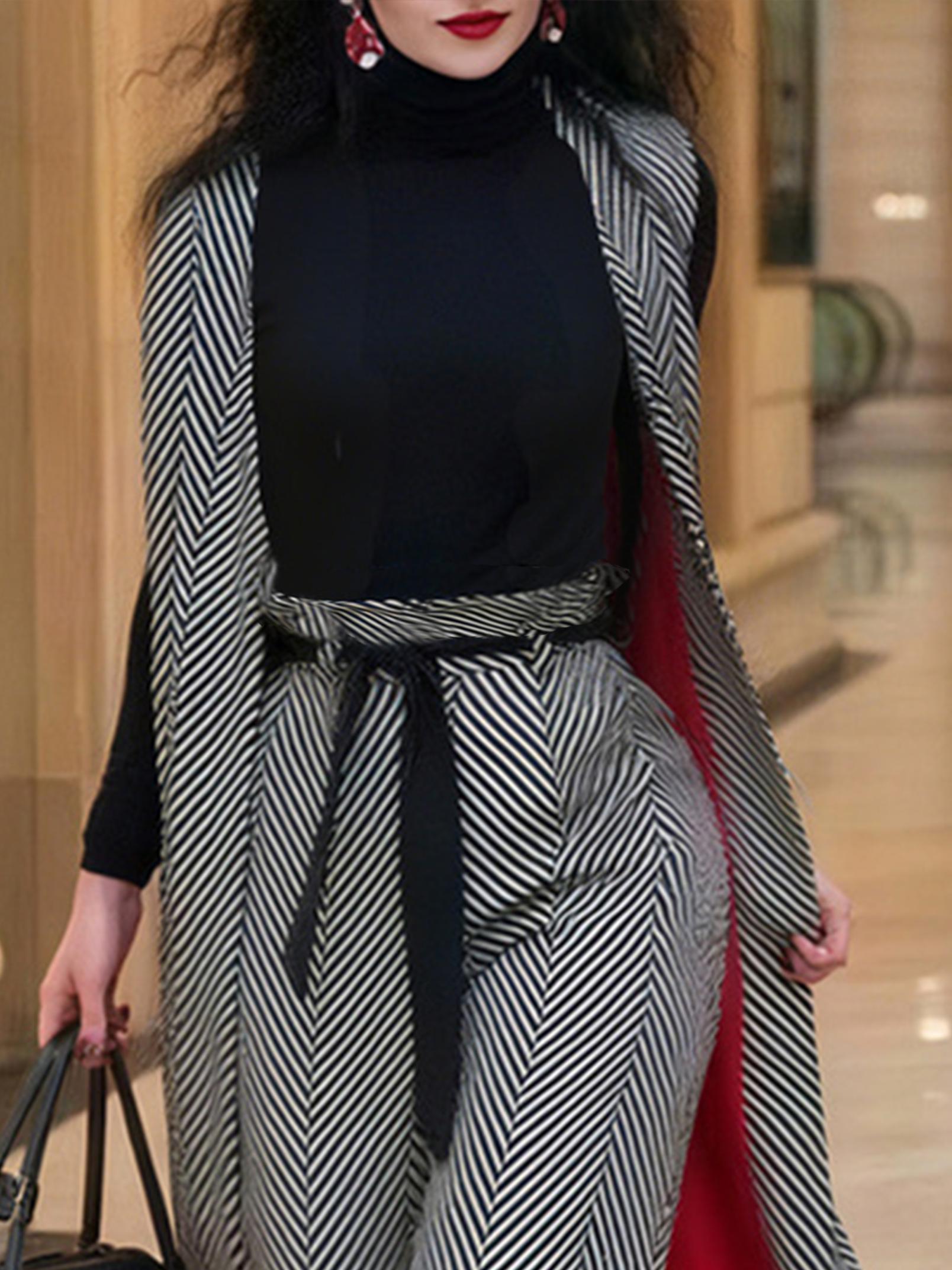 Urban Geknöpft Fischgrät Kreuzhals Tanktop