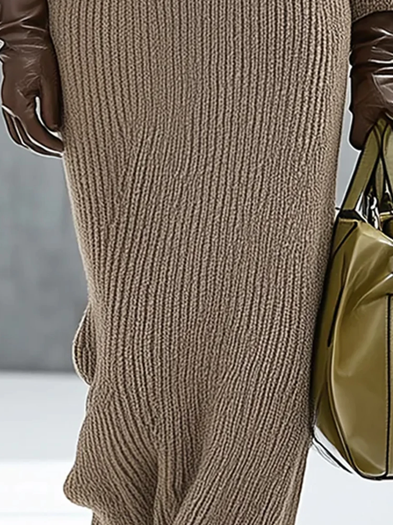 Lässig Unifarben Raglan Ärmel Rollkragen Pullover Maxikleid