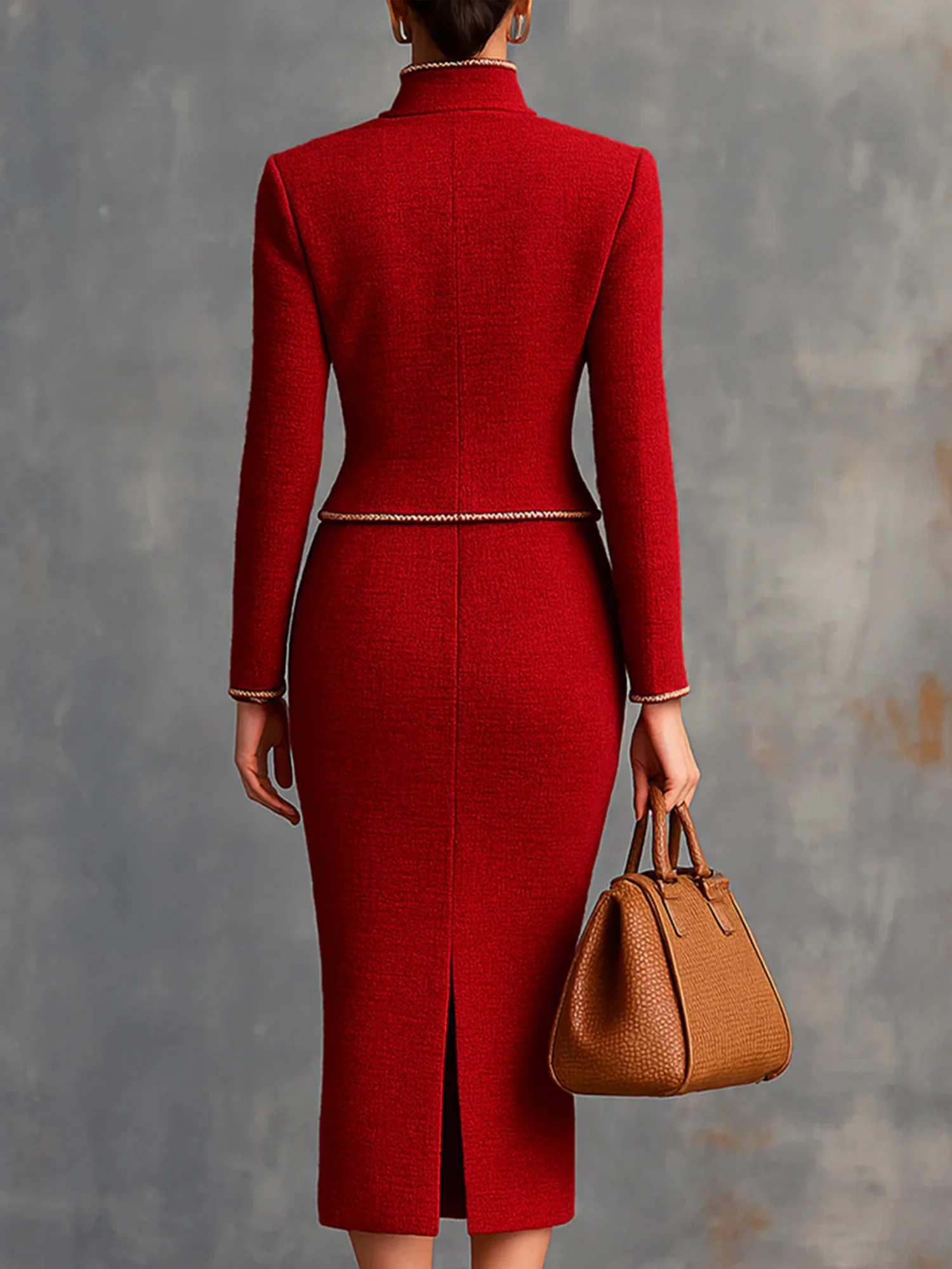 Elegant Unifarben Pullover Midi Rock