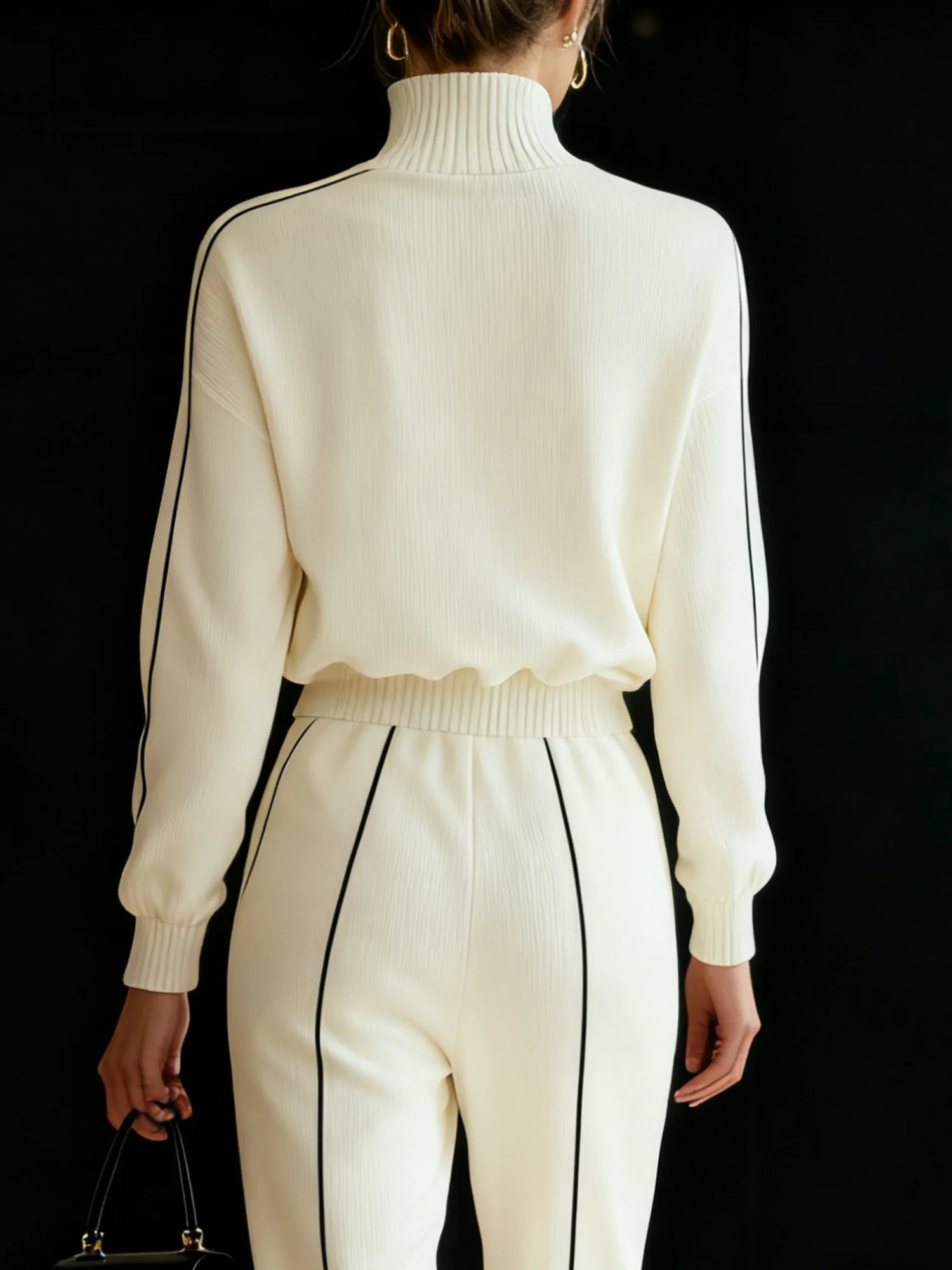 Lässig Farbblock Stehkragen Pullover