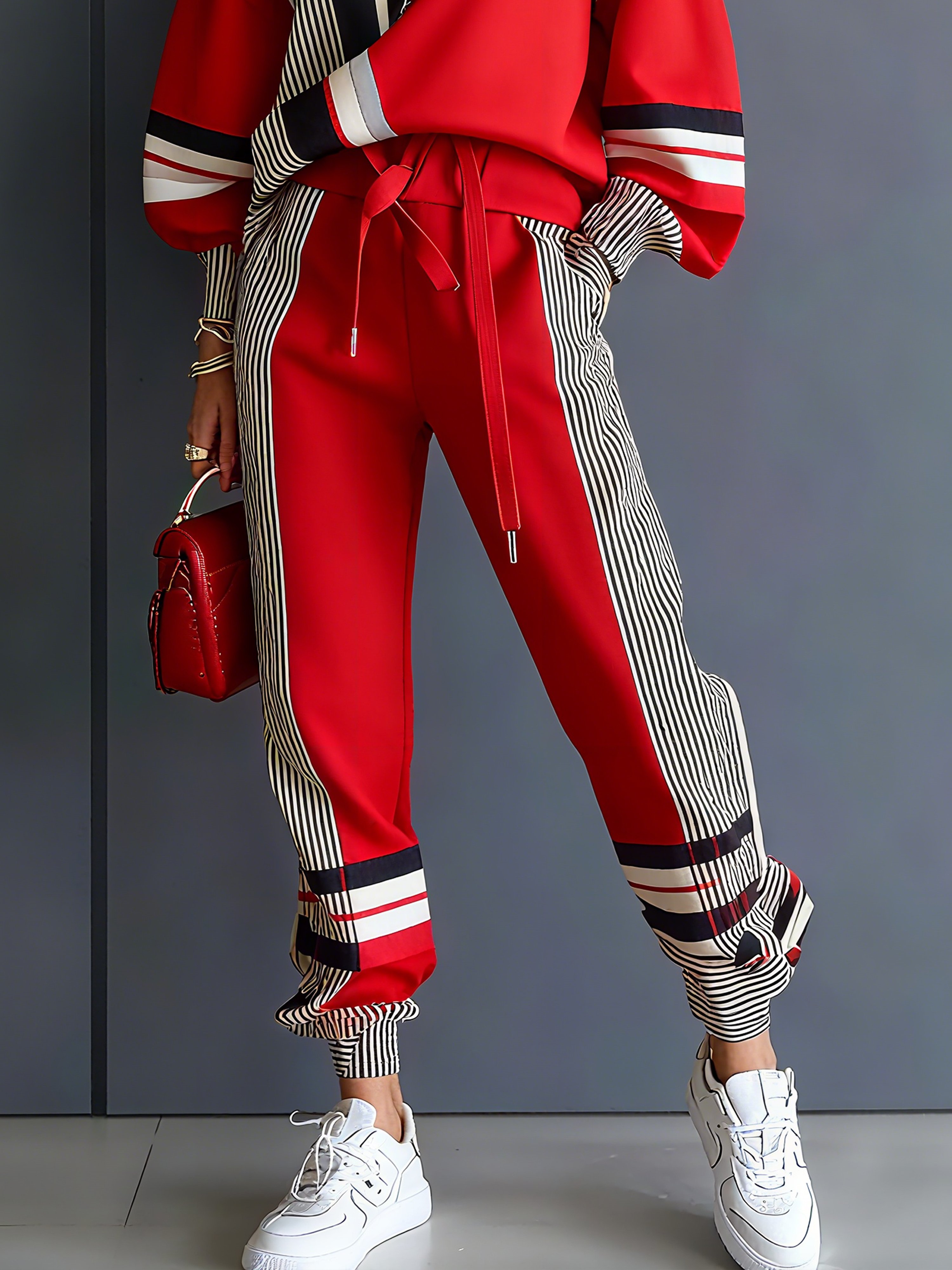 Lässig Farbblock Hose mit Knöchelband