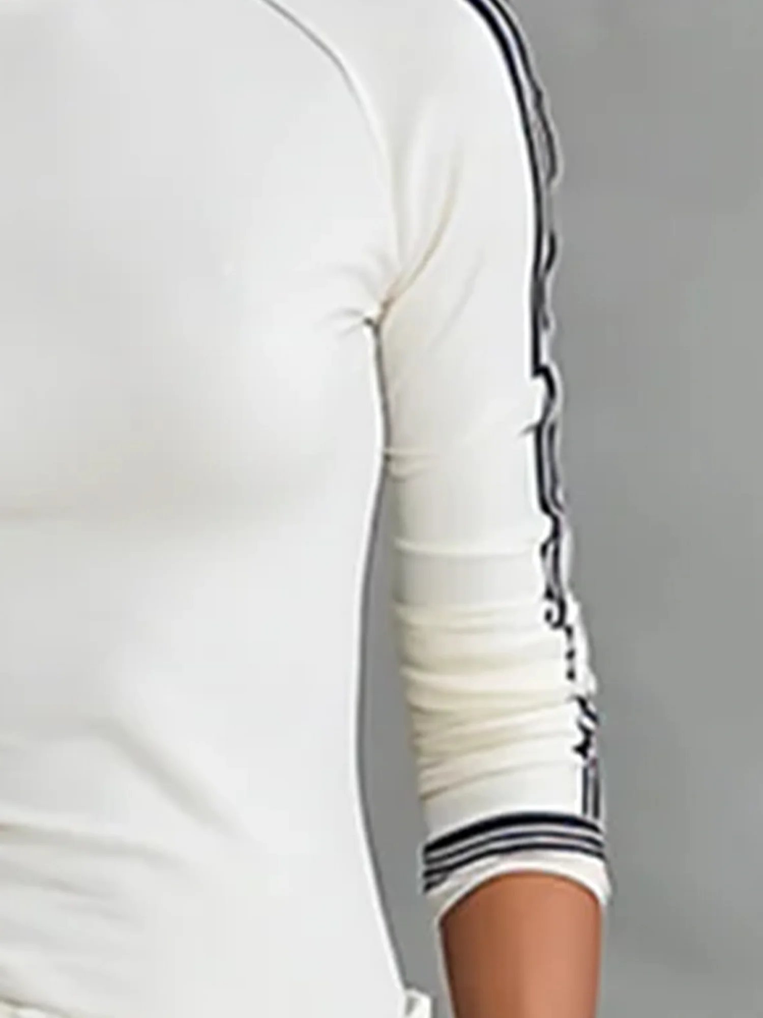 Baumwolle Lässig Farbblock Mock Neck T-Shirt