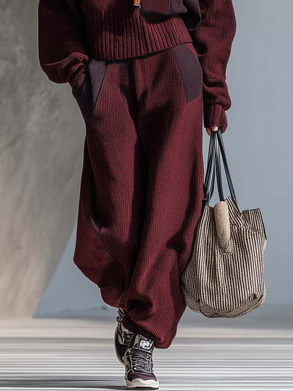 Lässig Farbblock Hose mit Knöchelband