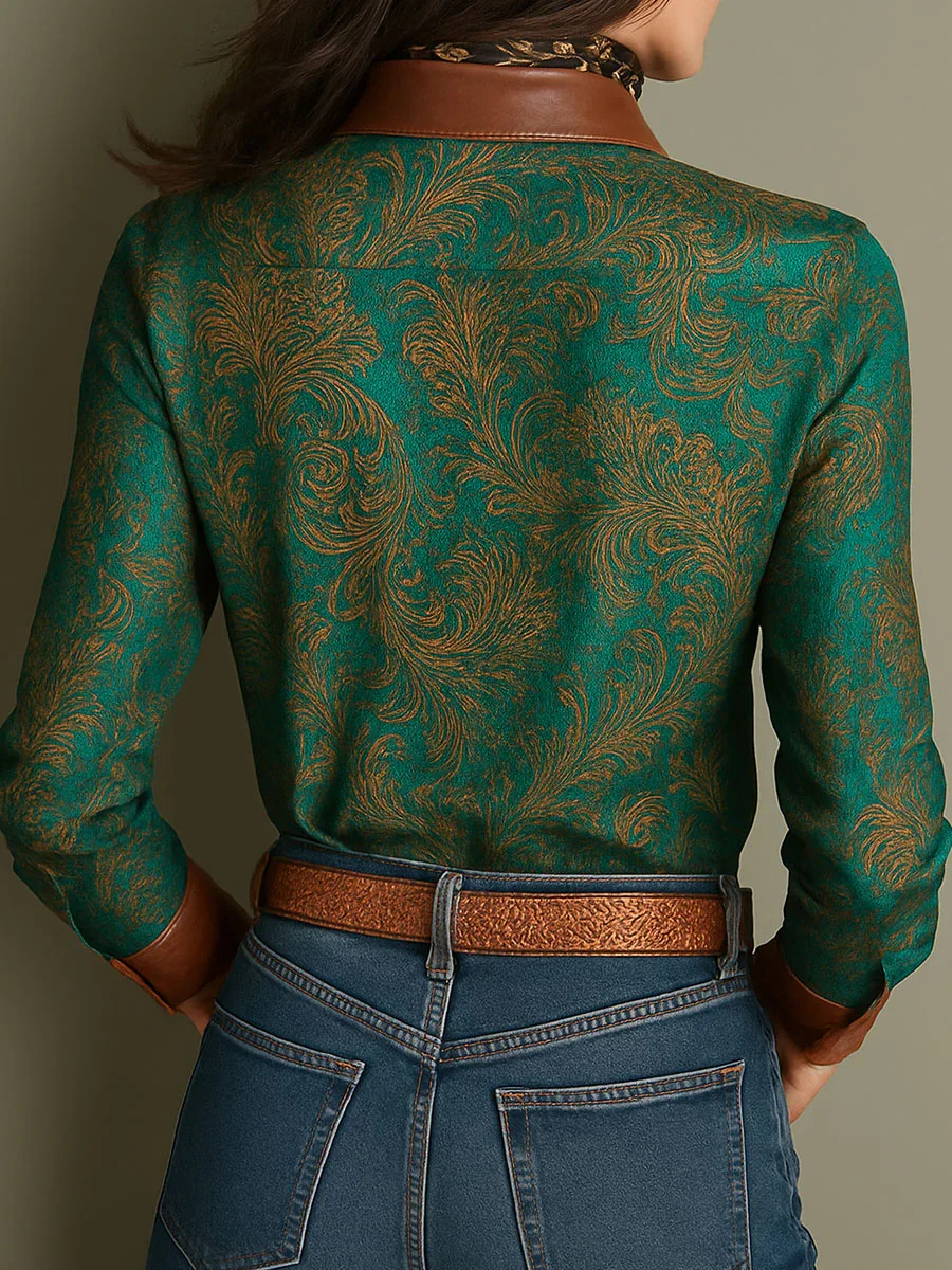 Urban Farbblock Hemdkragen Bluse