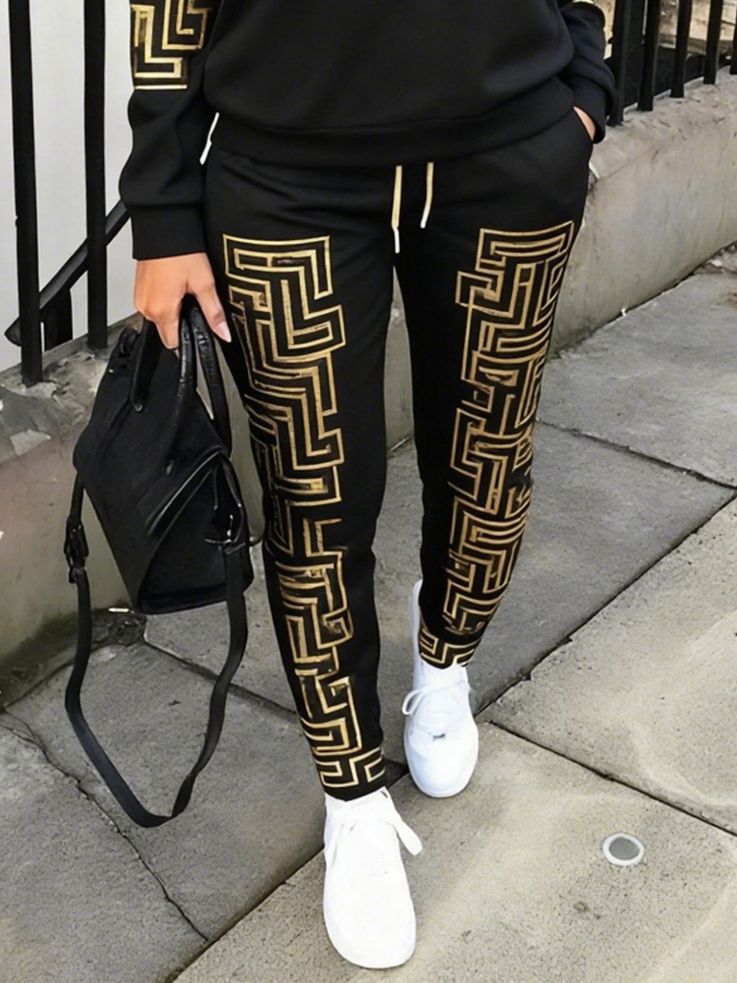 Lässig Geometrisch Print Schmal Passen Hose