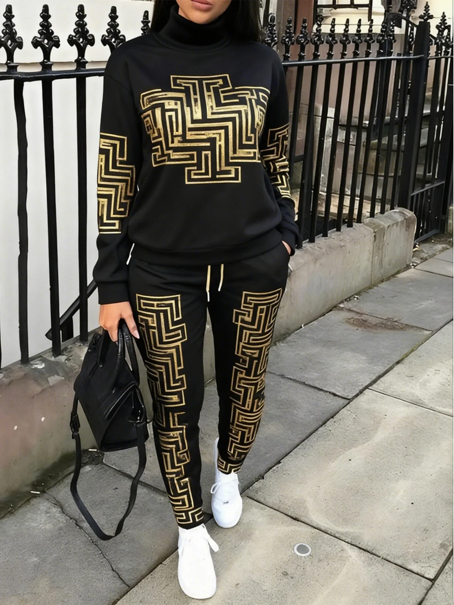 Lässig Geometrisch Print Schmal Passen Hose