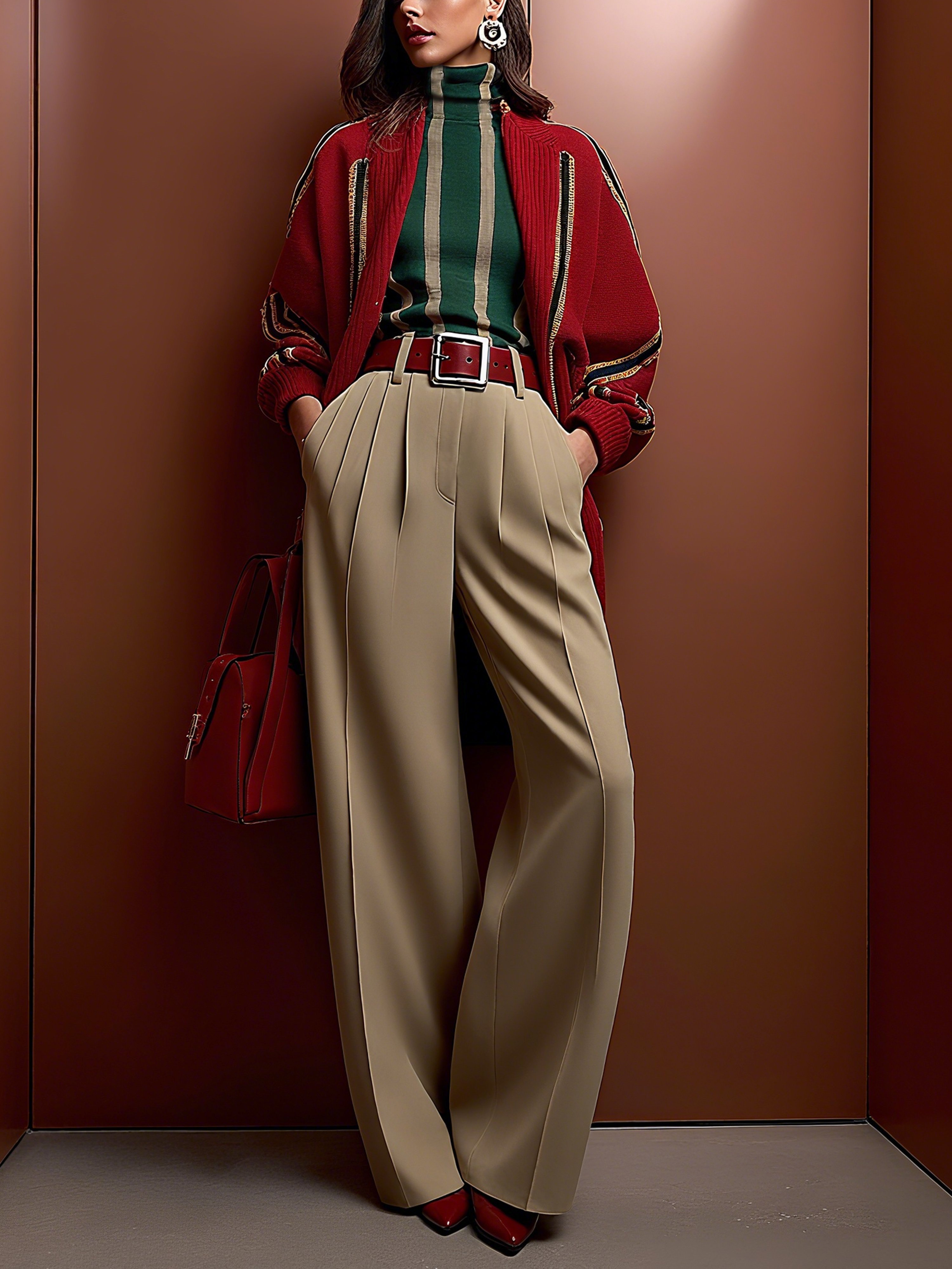 Urban Gestreift Print Rollkragen T-Shirt