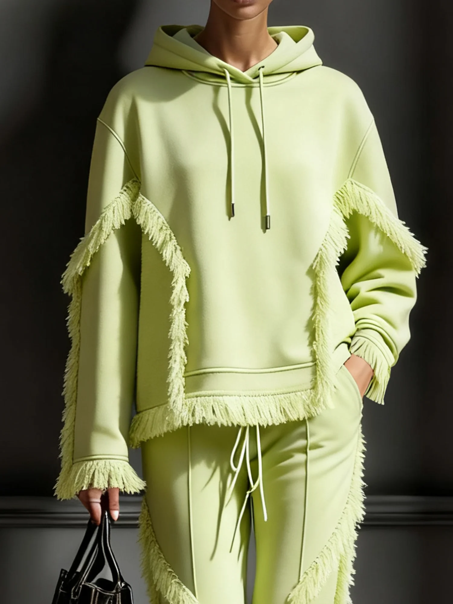 Lässig Unifarben Quaste Kapuze Kapuze