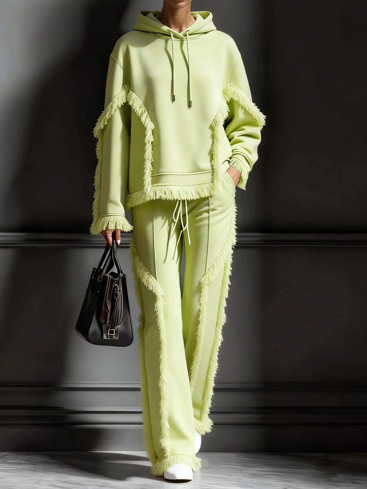 Lässig Unifarben Quaste Kapuze Kapuze