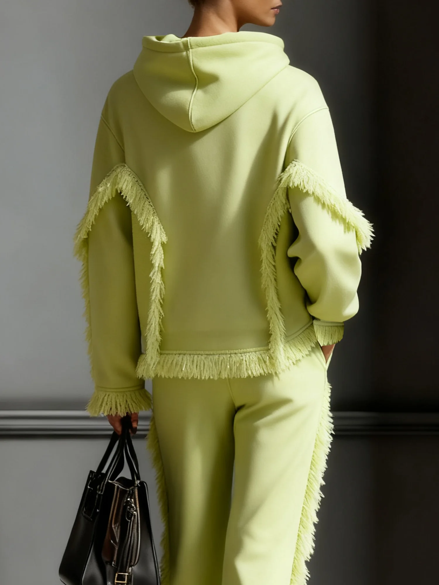 Lässig Unifarben Quaste Kapuze Kapuze