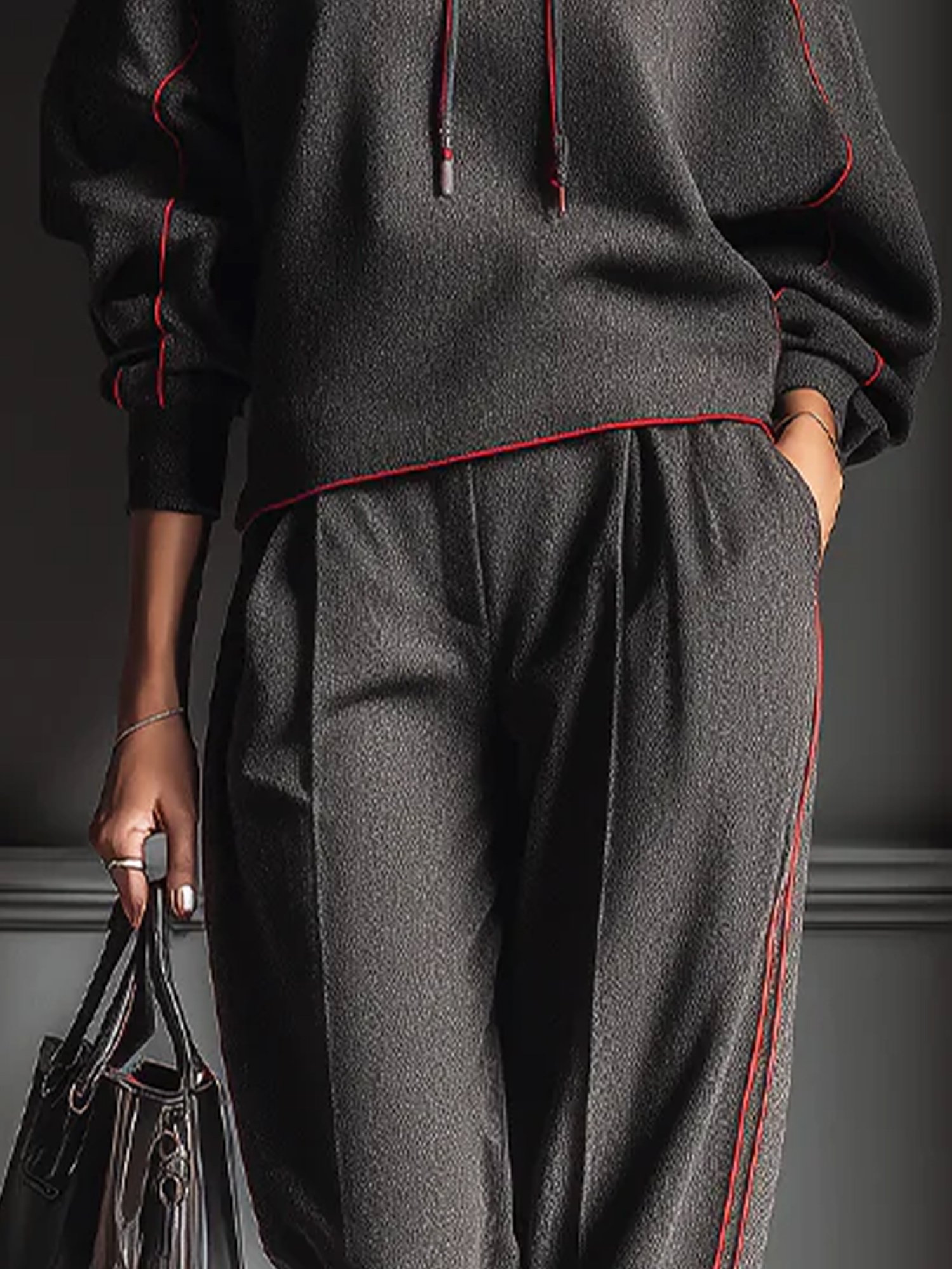 Lässig Farbblock Bindung Kapuze