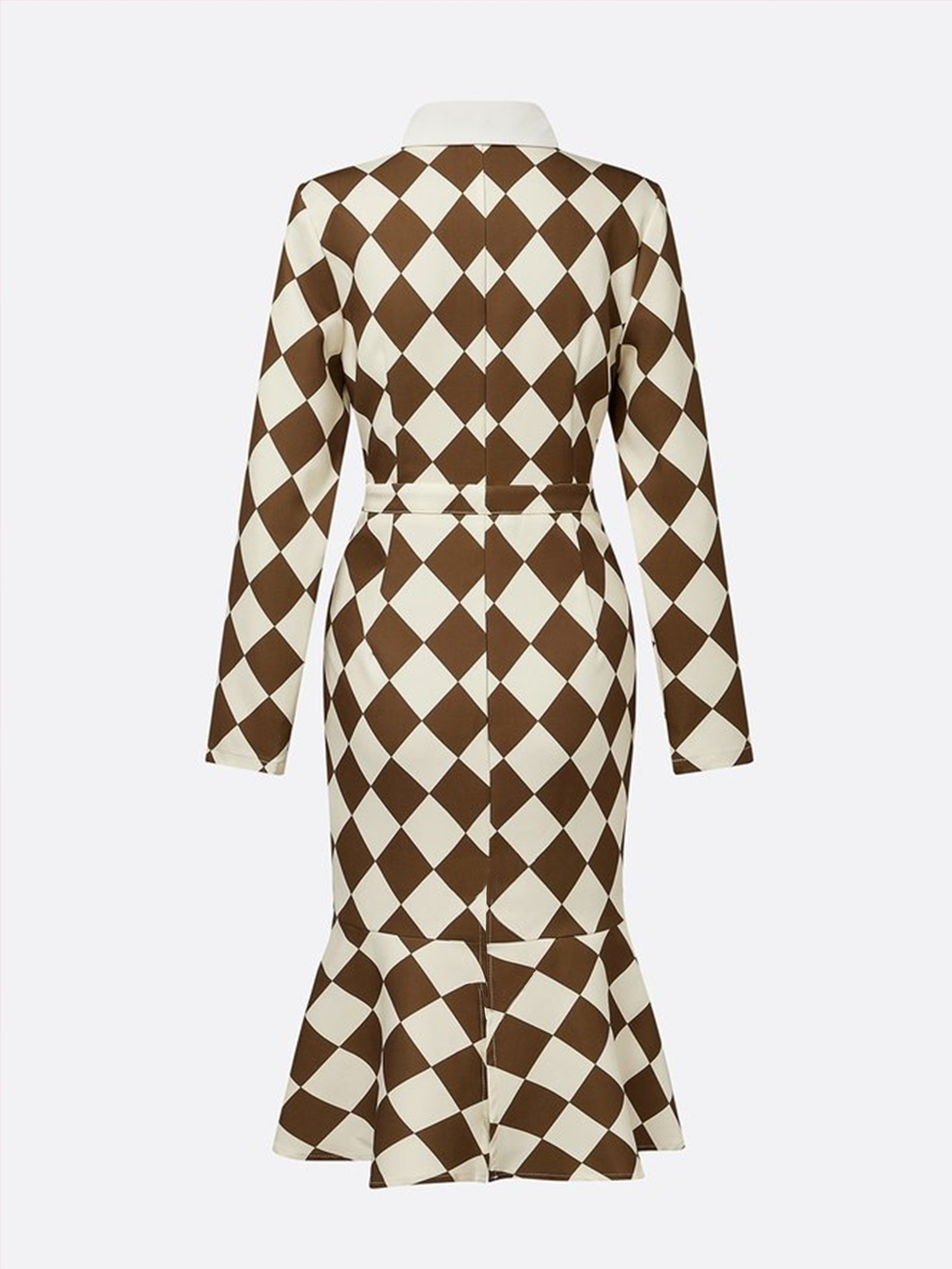 Urban Unifarben Geknöpft Hemdkragen Midikleid Mit Krawatte