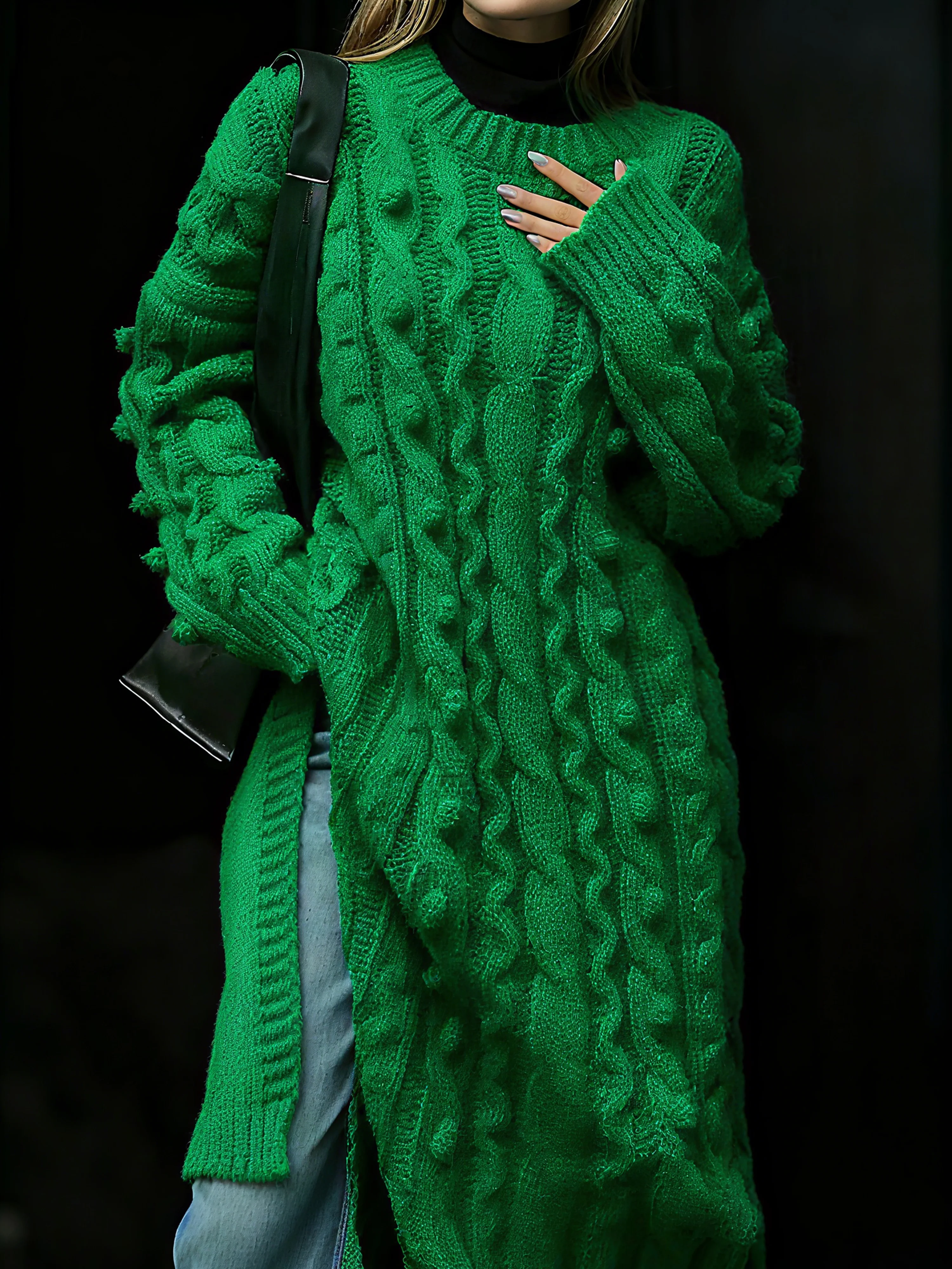 Urban Unifarben Rundhals Pullover