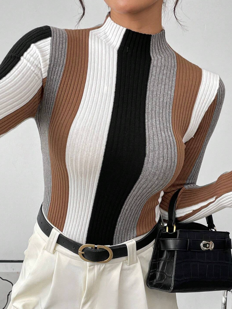 Urban Farbblock Stehkragen Pullover