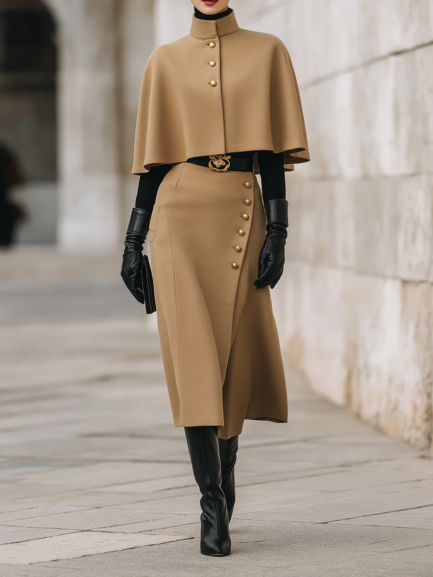 Urban Dolman-Ärmel Unifarben Stehkragen Mantel Kein Gürtel