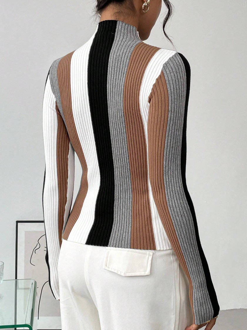 Urban Farbblock Stehkragen Pullover