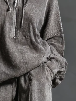 Kord Lässig Unifarben Reißverschluss Kapuze