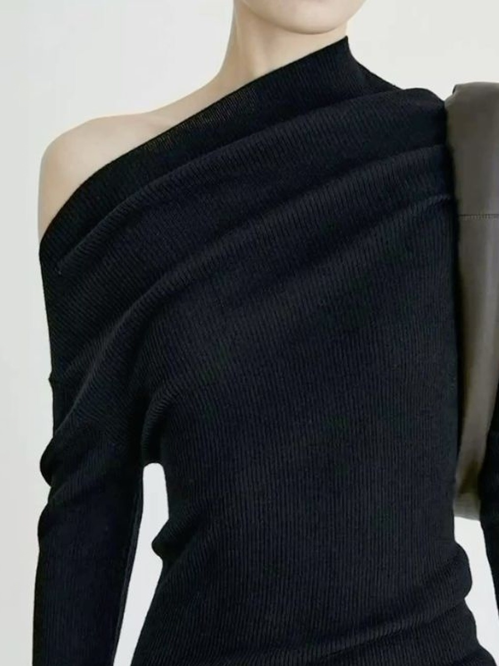 Gestrickt Lässig Unifarben U-Boot-Ausschnitt T-Shirt