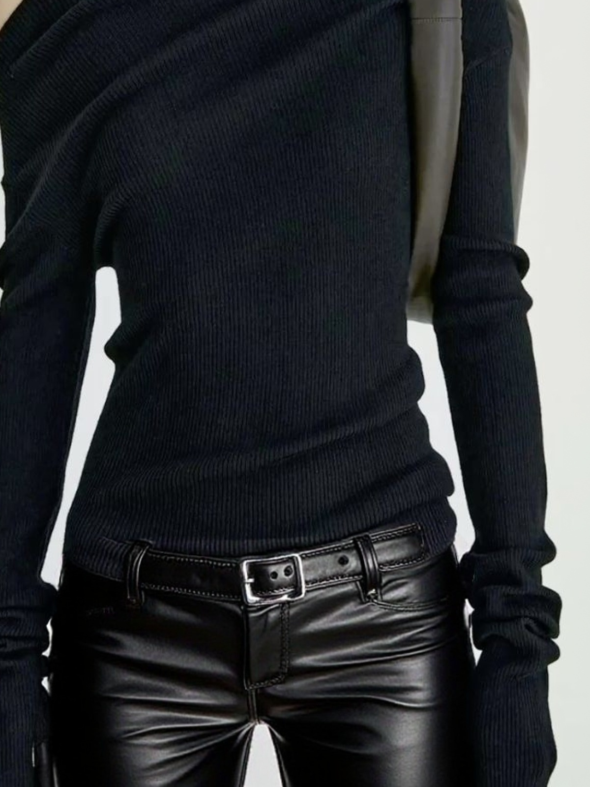 Gestrickt Lässig Unifarben U-Boot-Ausschnitt T-Shirt