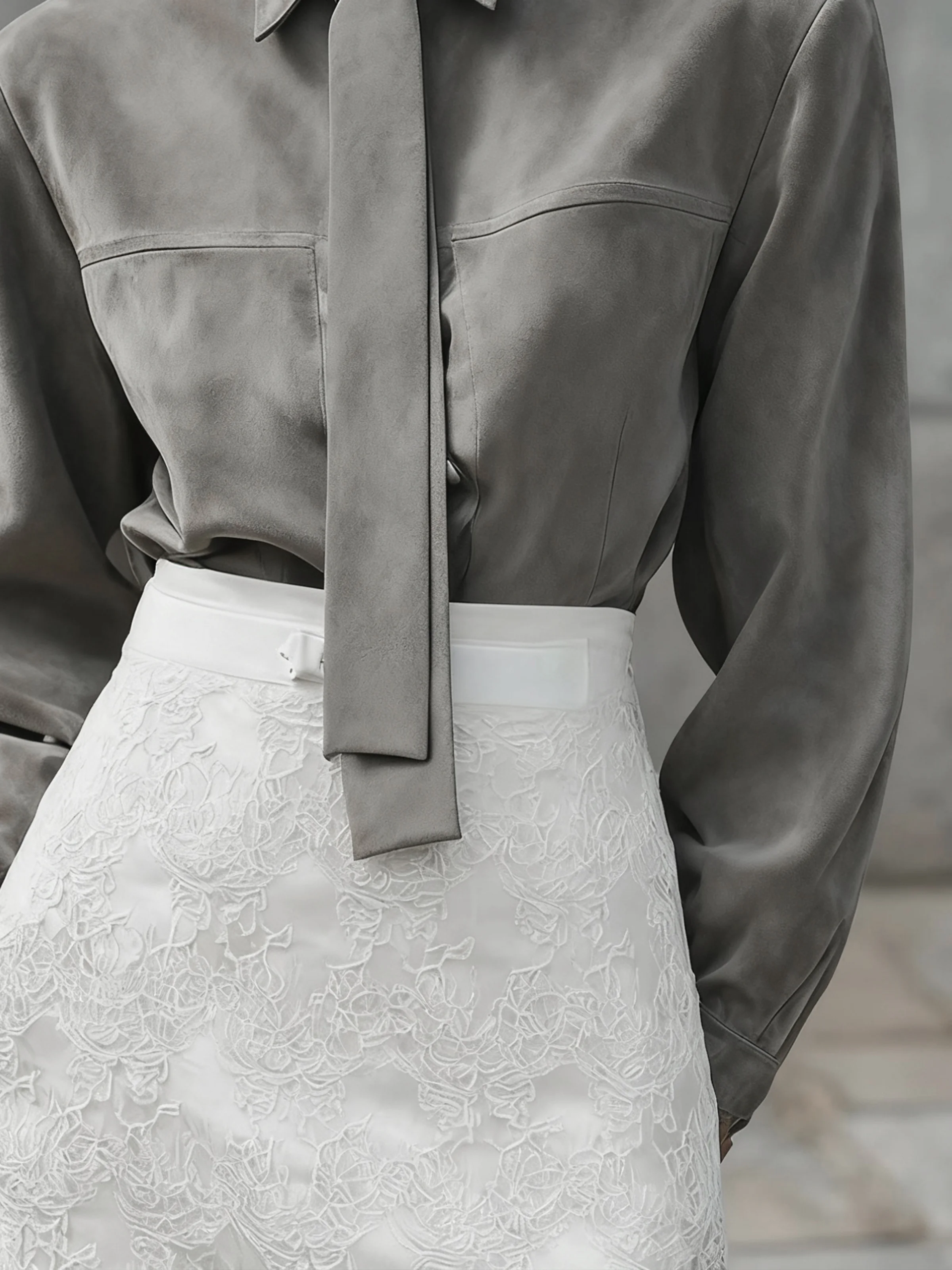 Veloursleder Urban Unifarben Geknöpft Kunstleder Oberteile Mit Krawatte