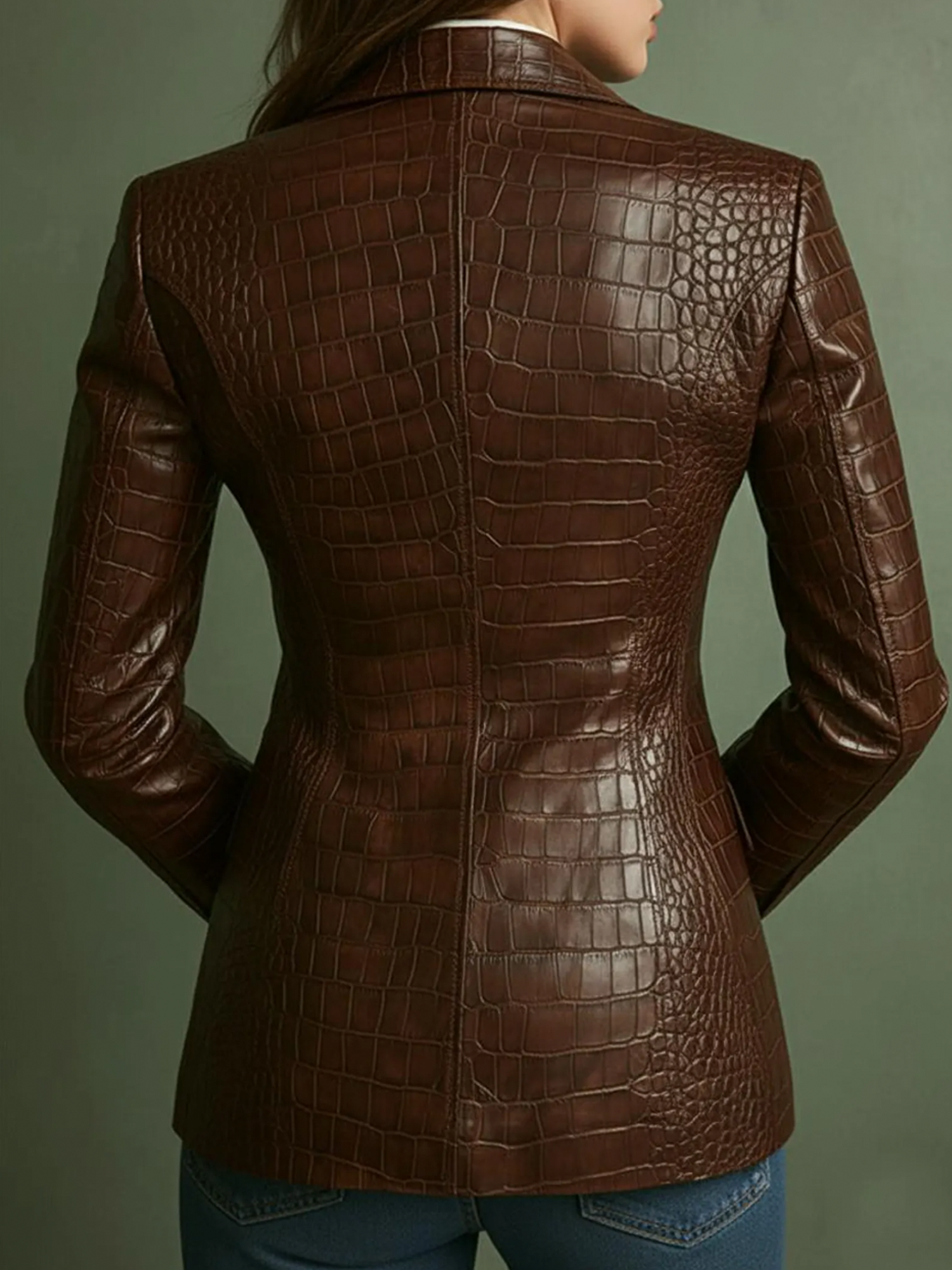 Urban Unifarben Reverskragen Kunstleder Mantel