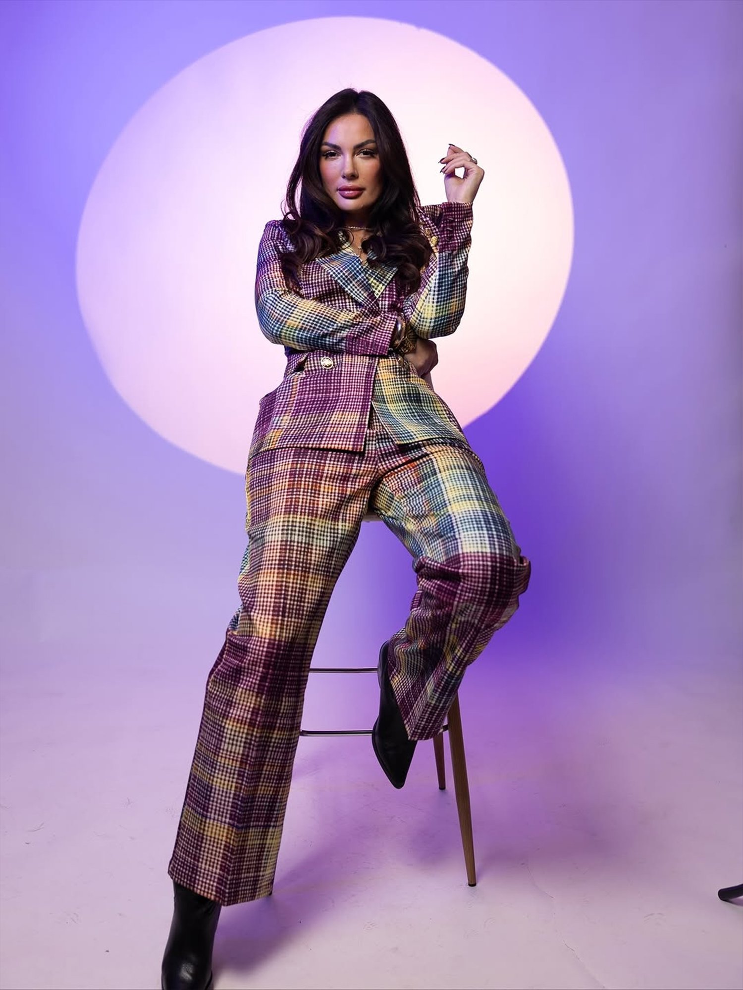 Urban Kariert Print Gerade Hosen