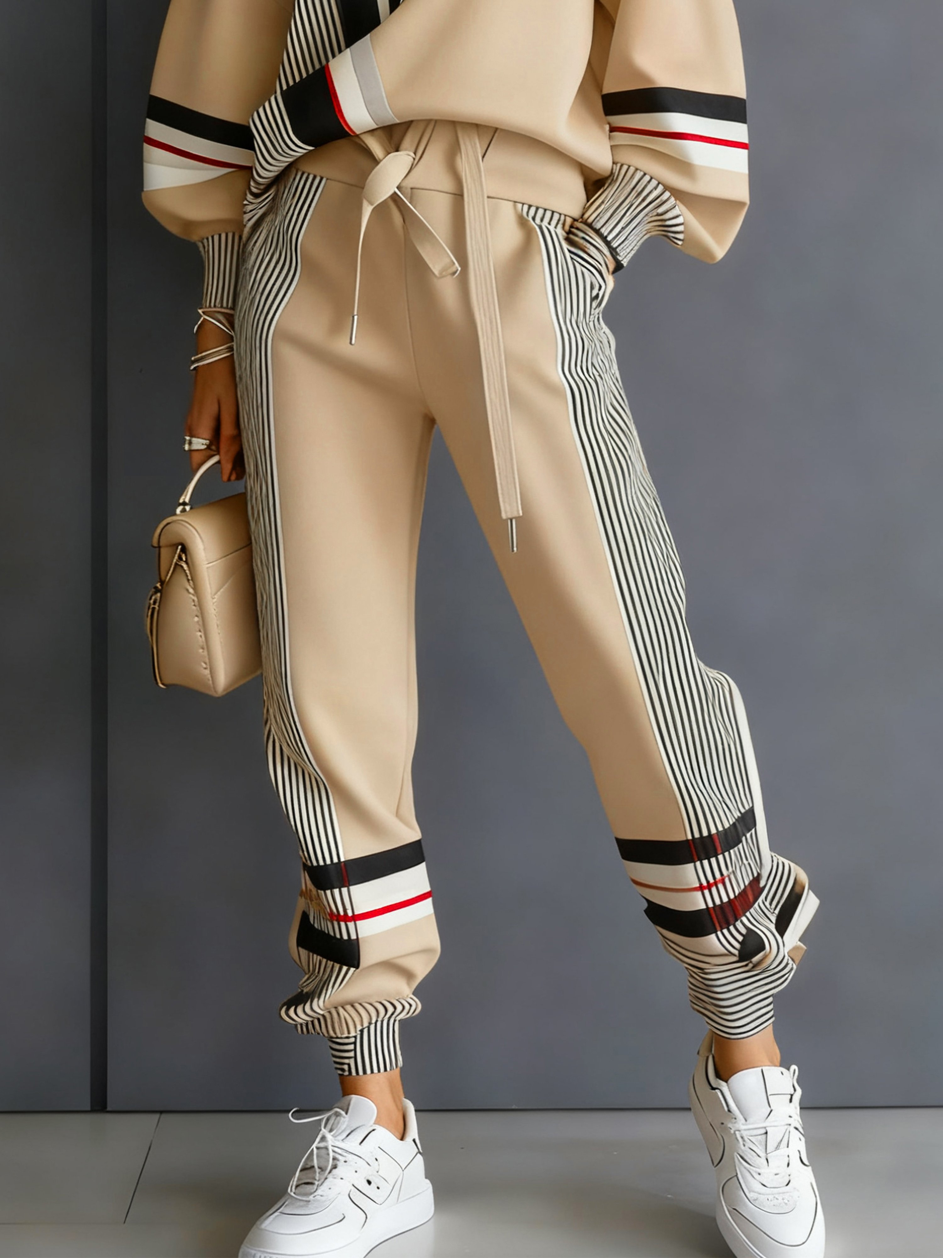 Lässig Farbblock Hose mit Knöchelband