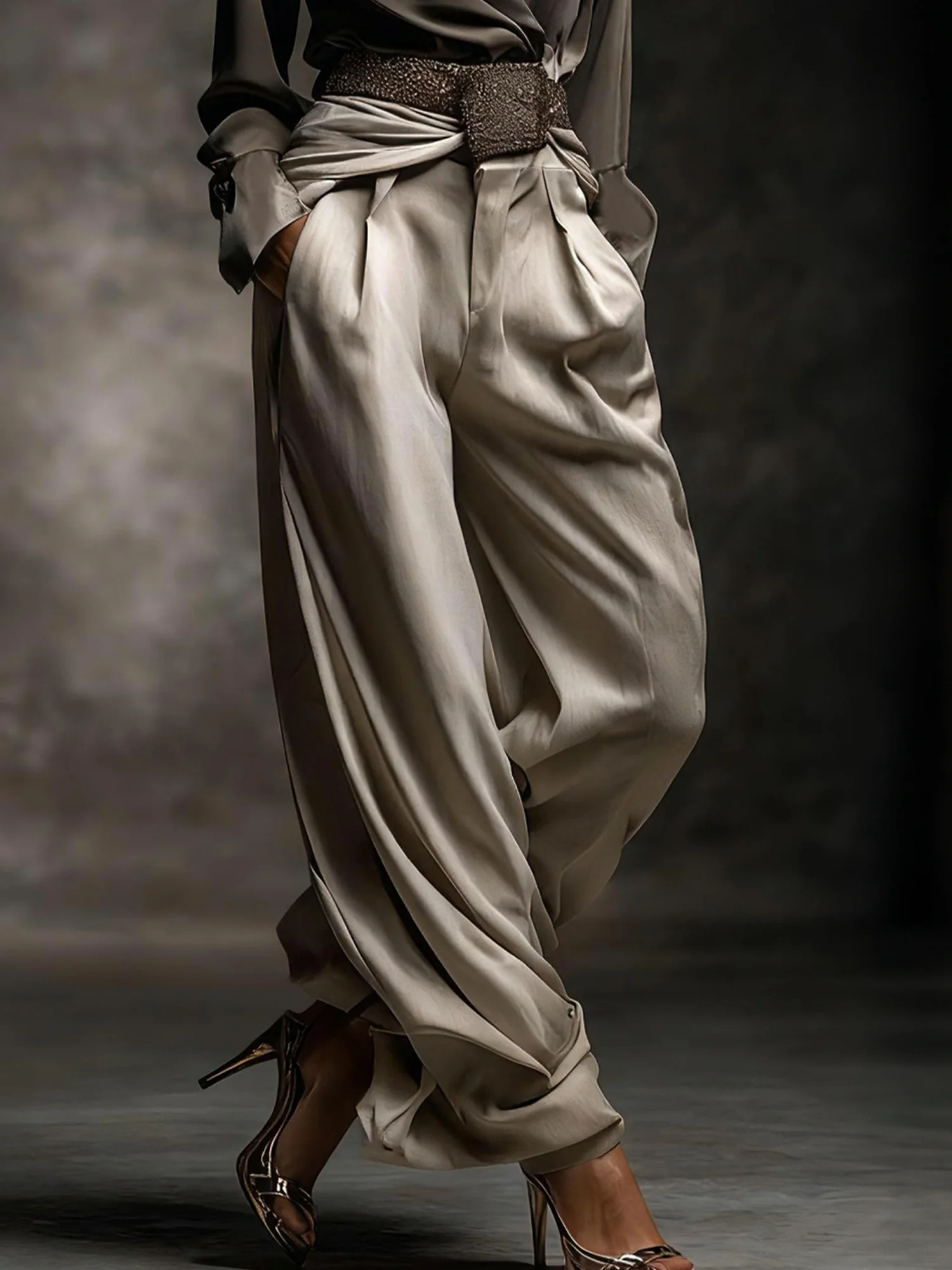 Elegant Unifarben Pumphose Hose Kein Gürtel