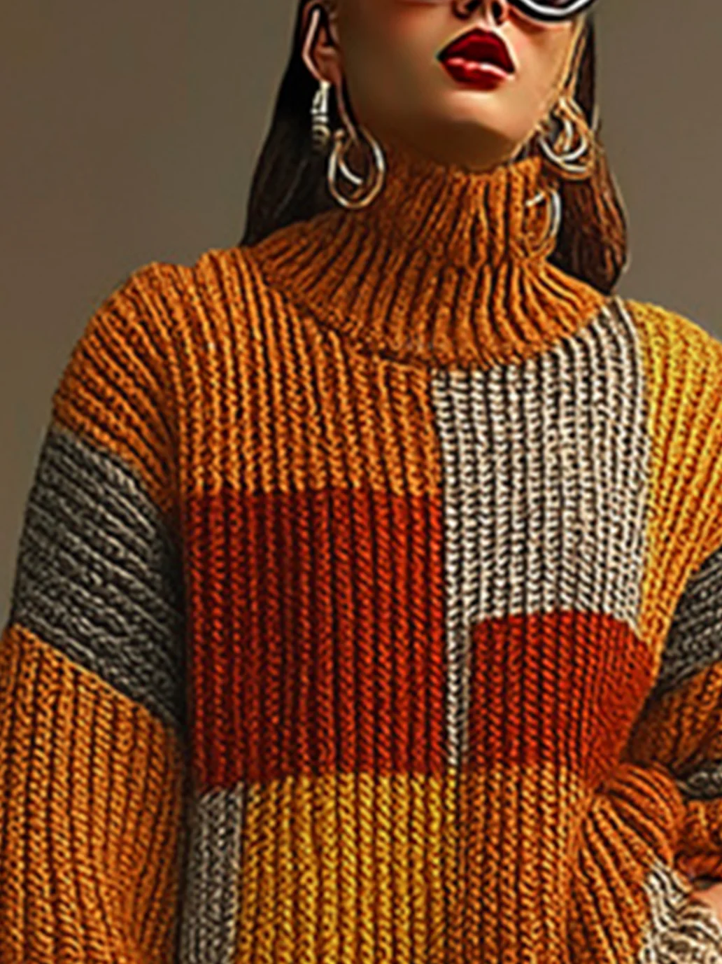 Urban Kariert Rollkragen Pullover