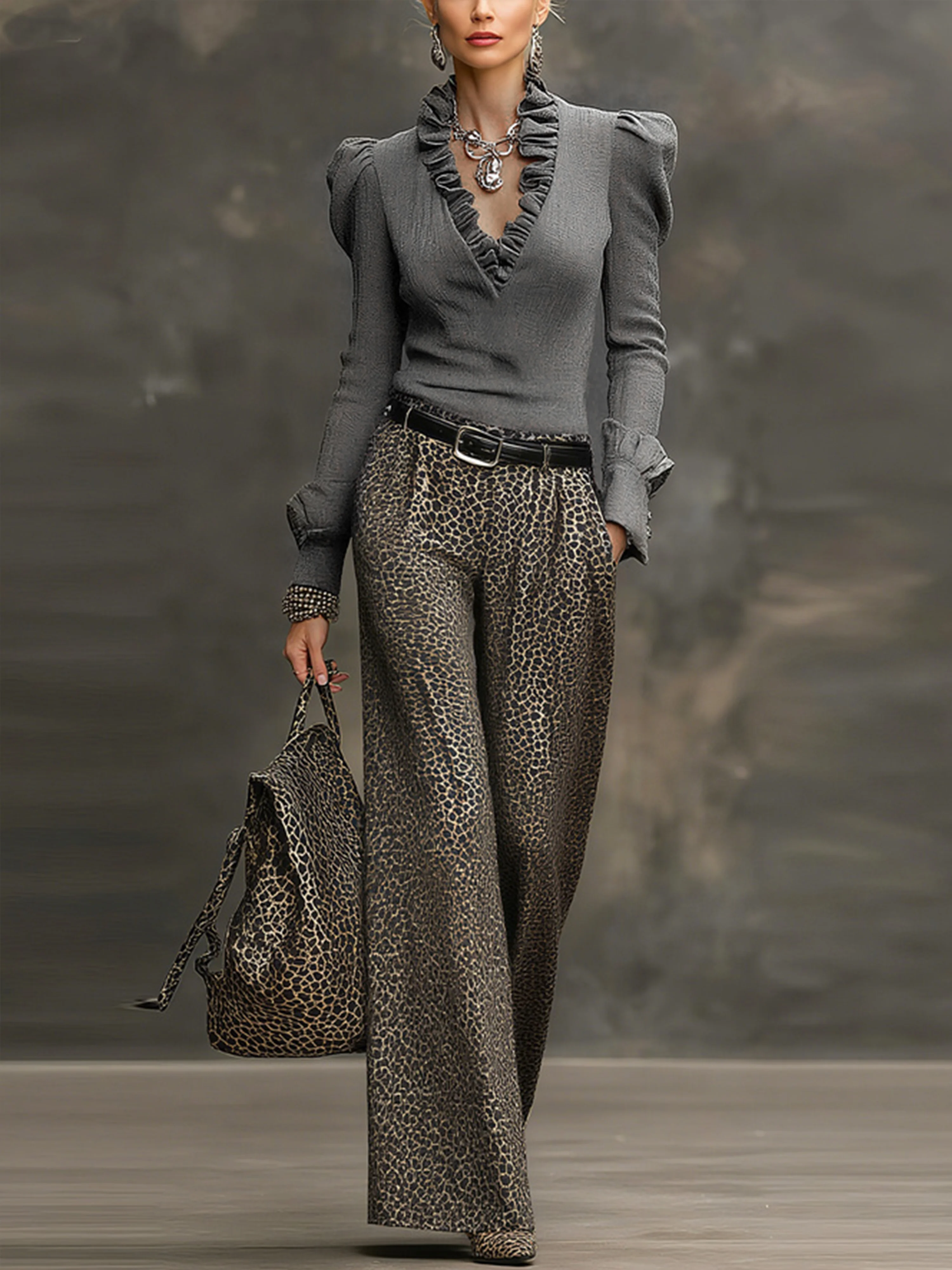 Urban Unifarben Schößchen Ballon-Ärmel Bluse