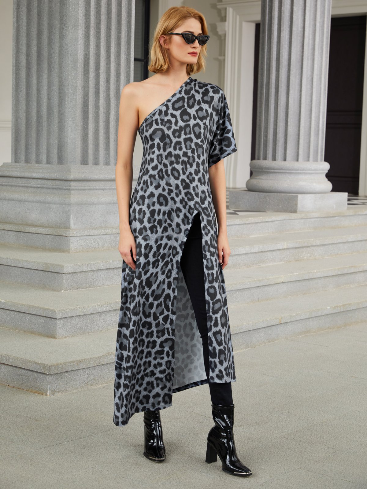 Urlaub Print Leopard Bluse mit Halbarm