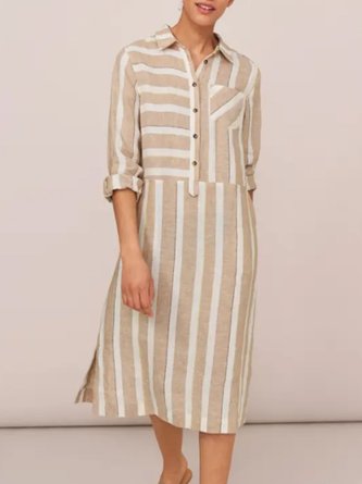Baumwolle Streifen Kleid mit Hemdkragen