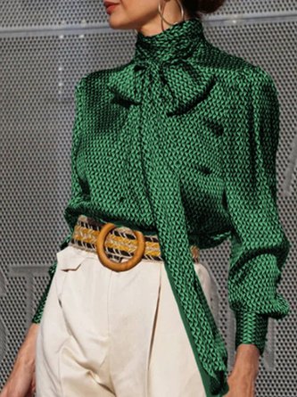 V-Ausschnitt Elegante Bluse mit Print