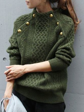 Damen Unifarben Herbst Urban Acryl Täglich Weit Langarm H-Linie Regelmäßig Größe Pullover