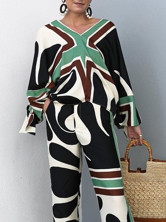 Lässig Farbblock Herbst V-Ausschnitt Täglich Langarm Regelmäßig H-Linie Regelmäßig Größe Blusen & Shirts für Damen