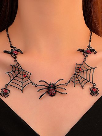 Halloween Retro übertrieben Schwarz Spinne Netz Halskette Party Dekoration