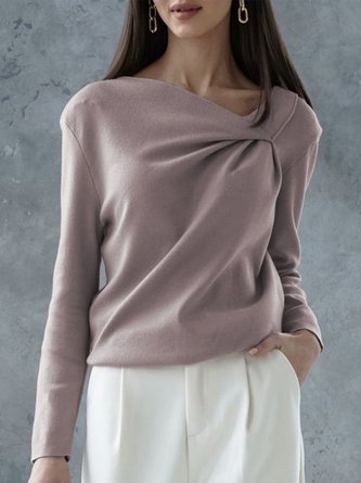 Unifarben Herbst Urban Polyester Mikroelastizität Weit Regelmäßig H-Linie Regelmäßig Blusen & Shirts für Damen