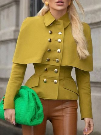 Unifarben Herbst Urban Geknöpft Normal Langarm X-Linie Hemdkragen Regelmäßig Größe Sonstiges Mantel für Damen