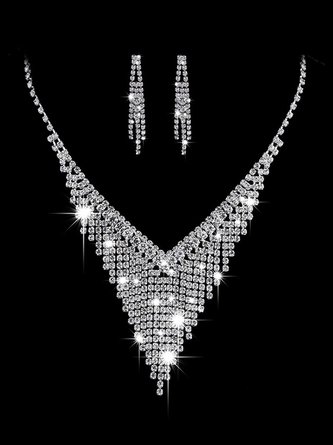 Bankett Party Franse Diamant Halskette und Ohrringe Set