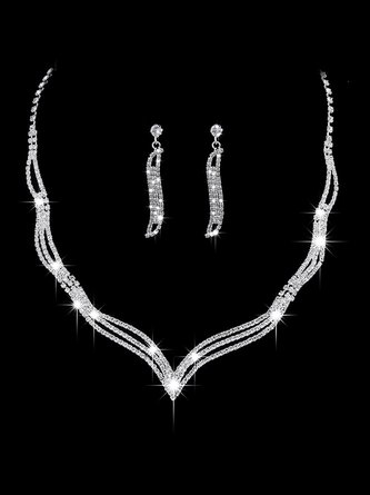 Bankett Party Franse Diamant Halskette und Ohrringe Set