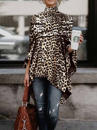 Täglich Langarm Urban Leopard Regelmäßige Passform T-Bluse