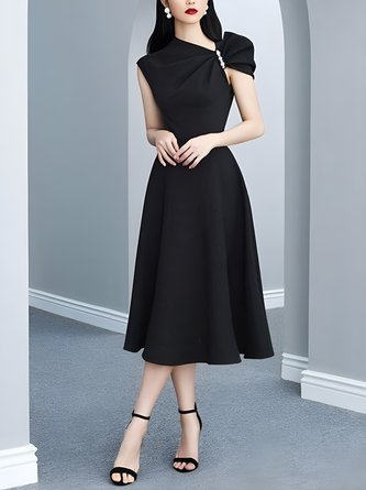 Elegant Asymmetrisch Regelmäßige Passform Keine Elastizität Polyester Party Kleid