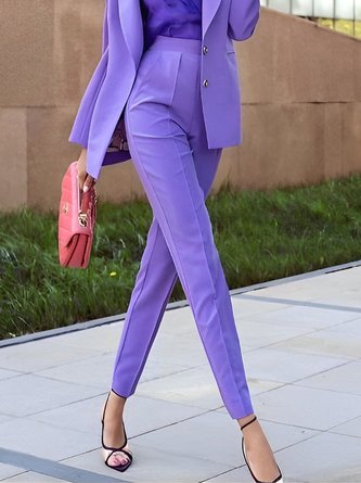 Elegant Unifarben Regelmäßige Passform Fashion Hose