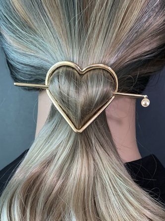 Lässig Golden Retro Herzenmuster Eingelegt Perle Kopfbedeckung Haar Rolle Täglich Zuhause Pendeln Schmuck