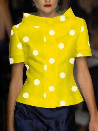 Regelmäßige Passform Elegant Polka Dots Bluse